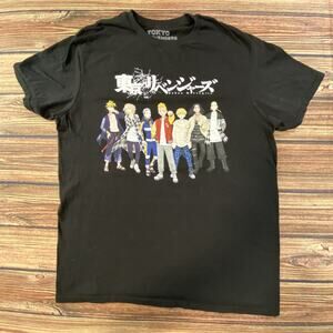 Tokyo Revengers Crunchyroll Adult T-Shirt - Standing Cast Under Logo Black M